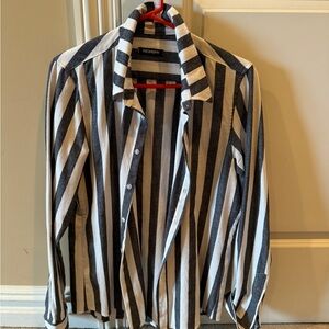 NoHow Navy and White Striped Linen Shirt